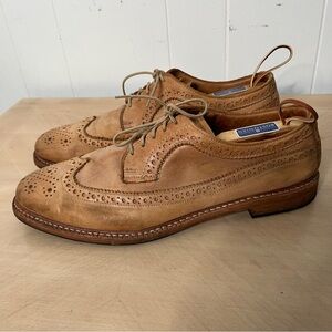 Allen Edmonds Banchory Tan Leather Brogue Wingtip Shoes Dress Shoes Men's 12 D